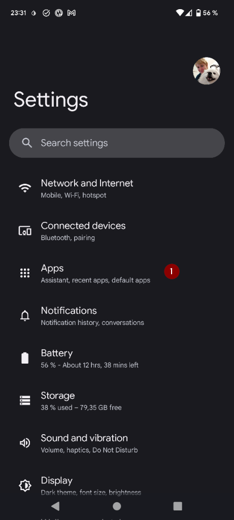 Android-Einstellungen > Apps