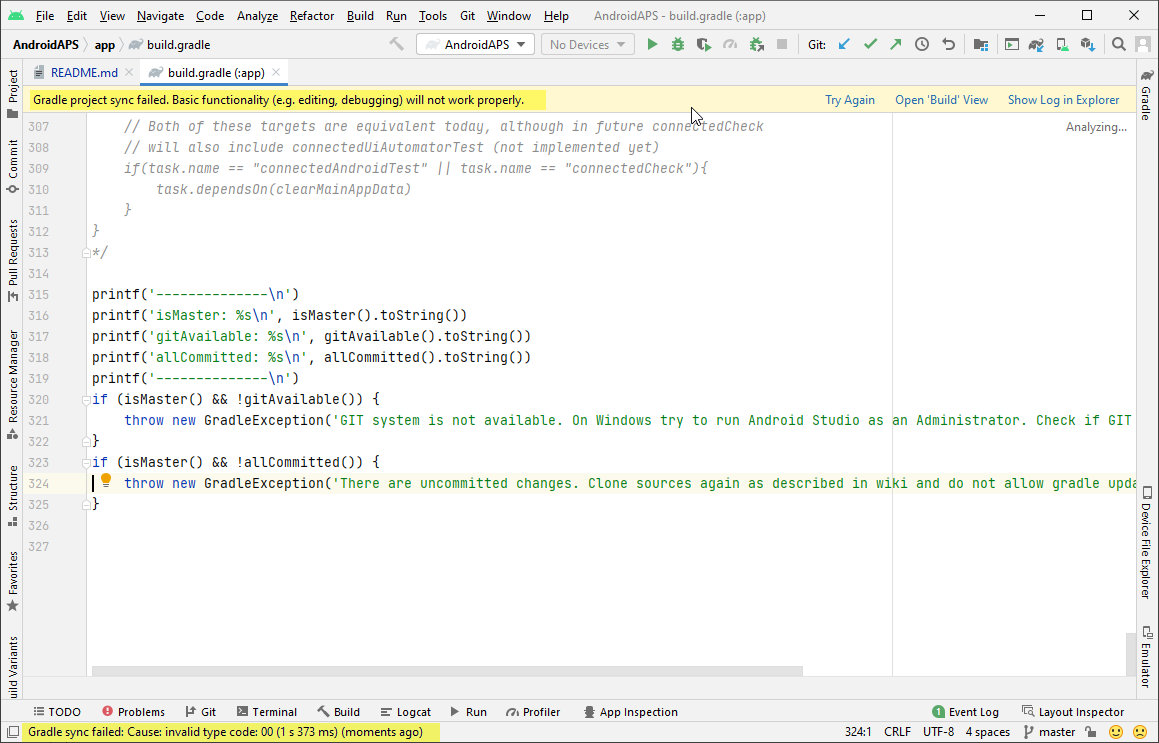 Gradle Sync Fehler