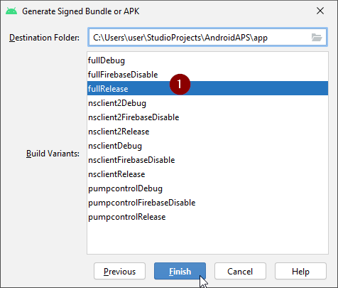 Build-Variante auswählen