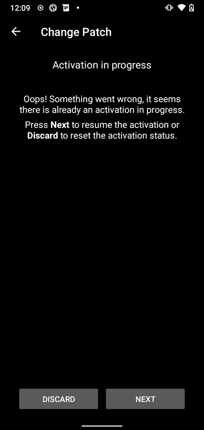 Resume interrupted activation