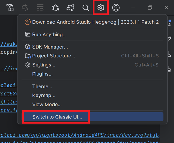 Switch to Classic UI