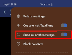 SMS als Chatnachricht deaktivieren