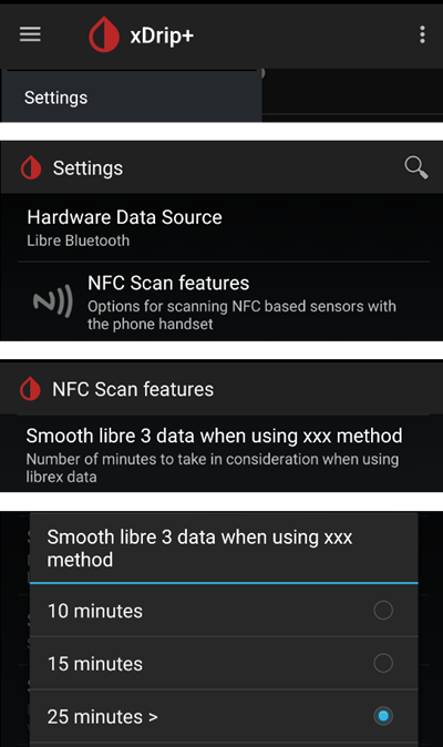 xDrip+ advanced settings Libre 2 & Rohdaten