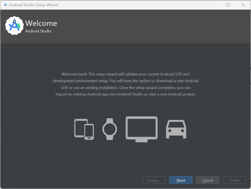Welcome screen
