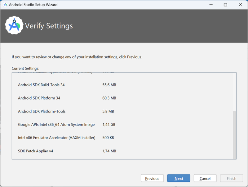 Verify settings