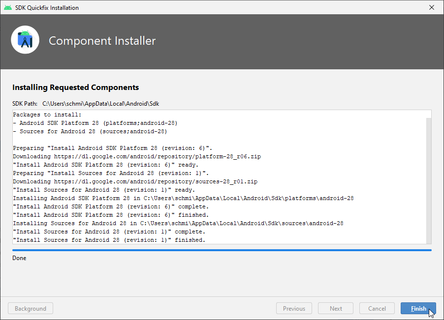 Finish SDK installation