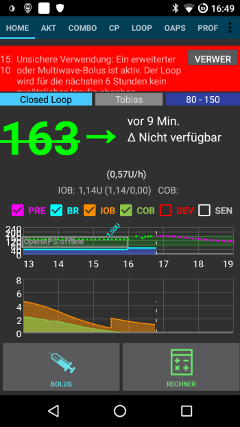 Disabled loop after multiwave bolus